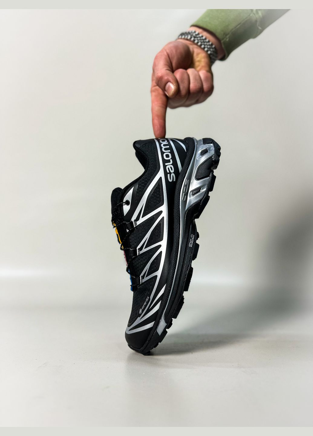 Черные демисезонные кроссовки мужские salomon xt-6 adv gore-tex black silver | саломон хт-6 черные No Brand