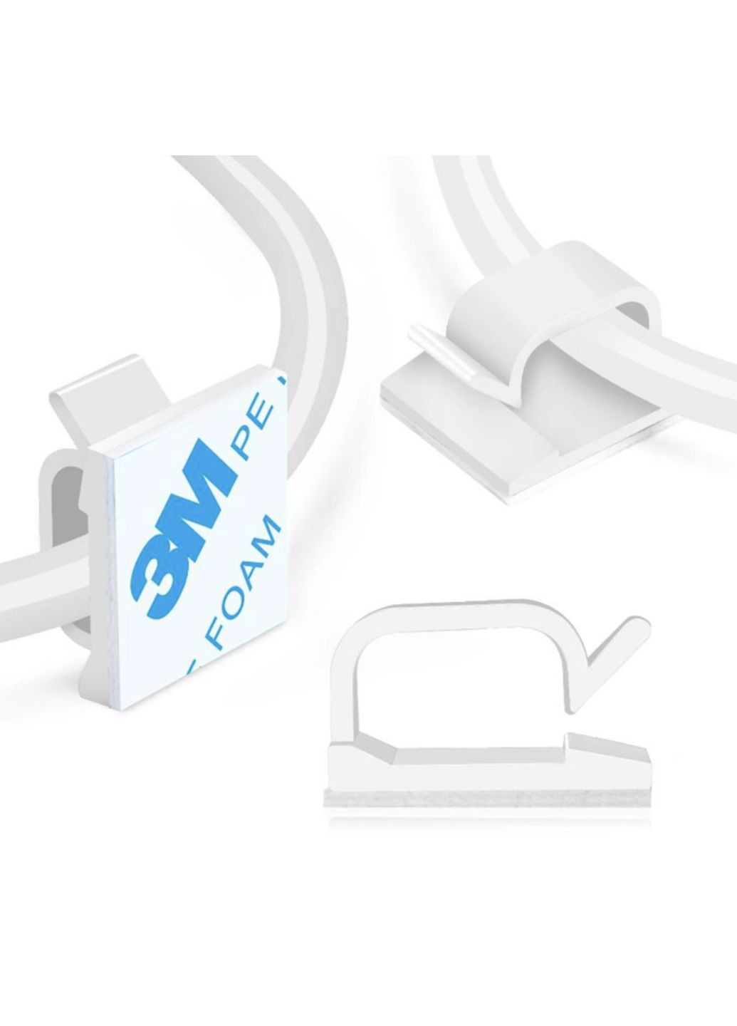 Органайзер Фіксатор кабелю тримач для дроту самоклеючий 3M 5 шт L Білий Lencent (358935007)