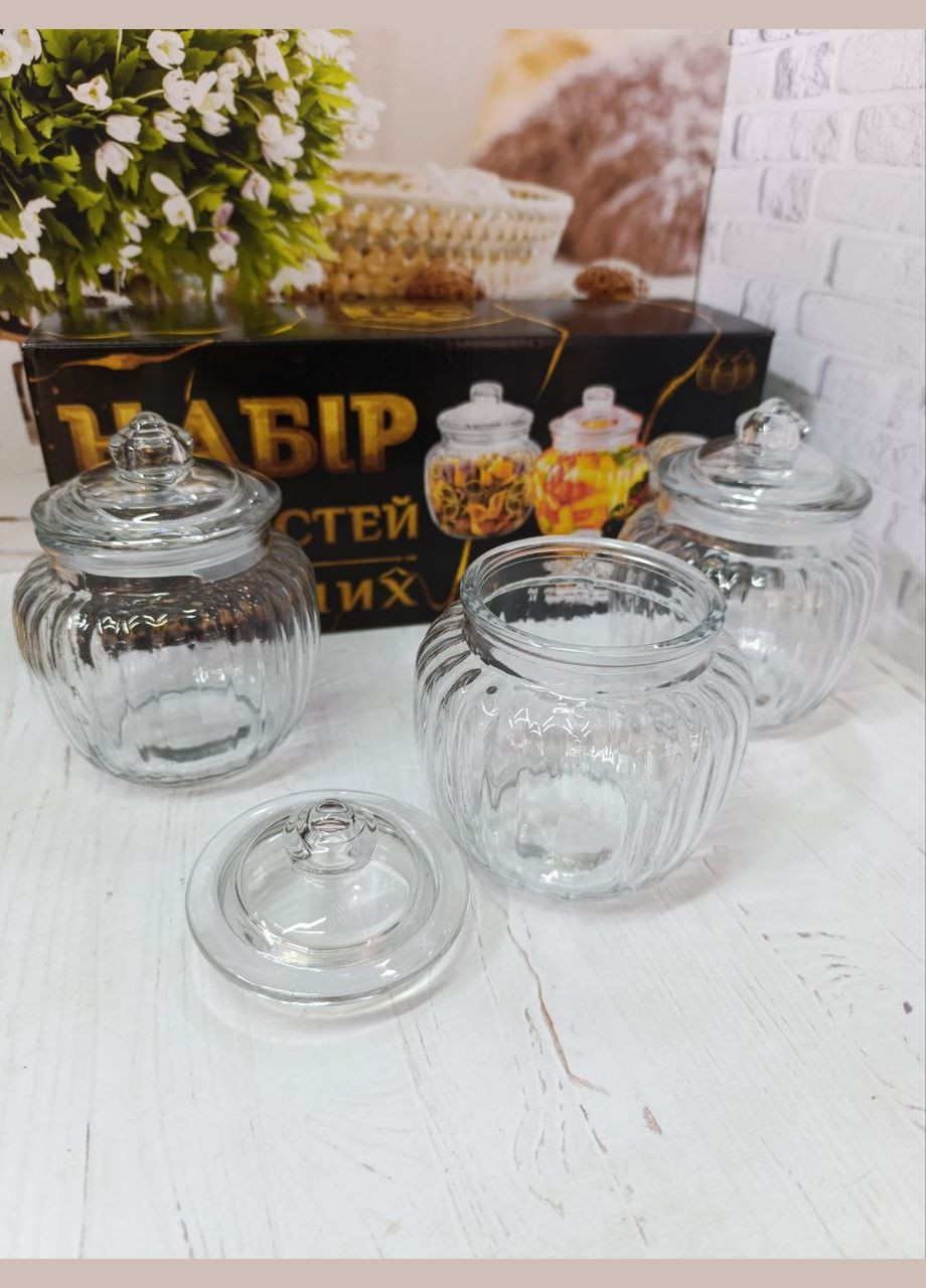 Набір банок для сипучих продуктів 6042 скляні 3 шт. 660 мл Прозорий (6042) S&T (328317357)