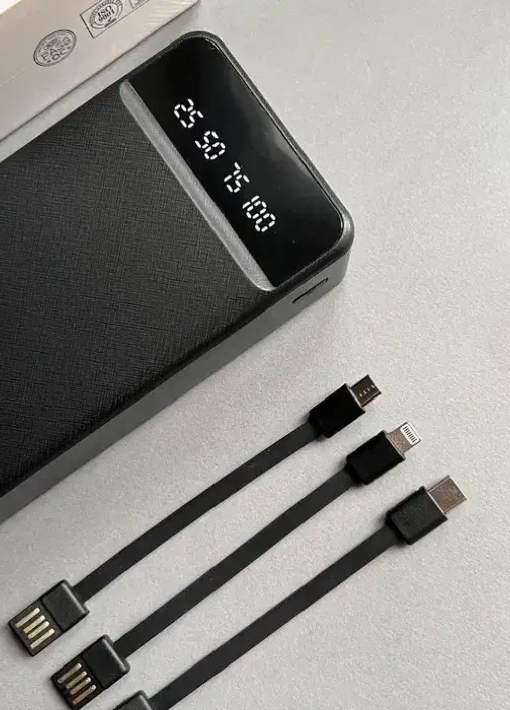 Портативна зарядка зовнішній переносний акумулятор Power bank 30000 mAh 2 USB Micro-USB Type-C (477680-Prob) Чорна Unbranded (298988113)