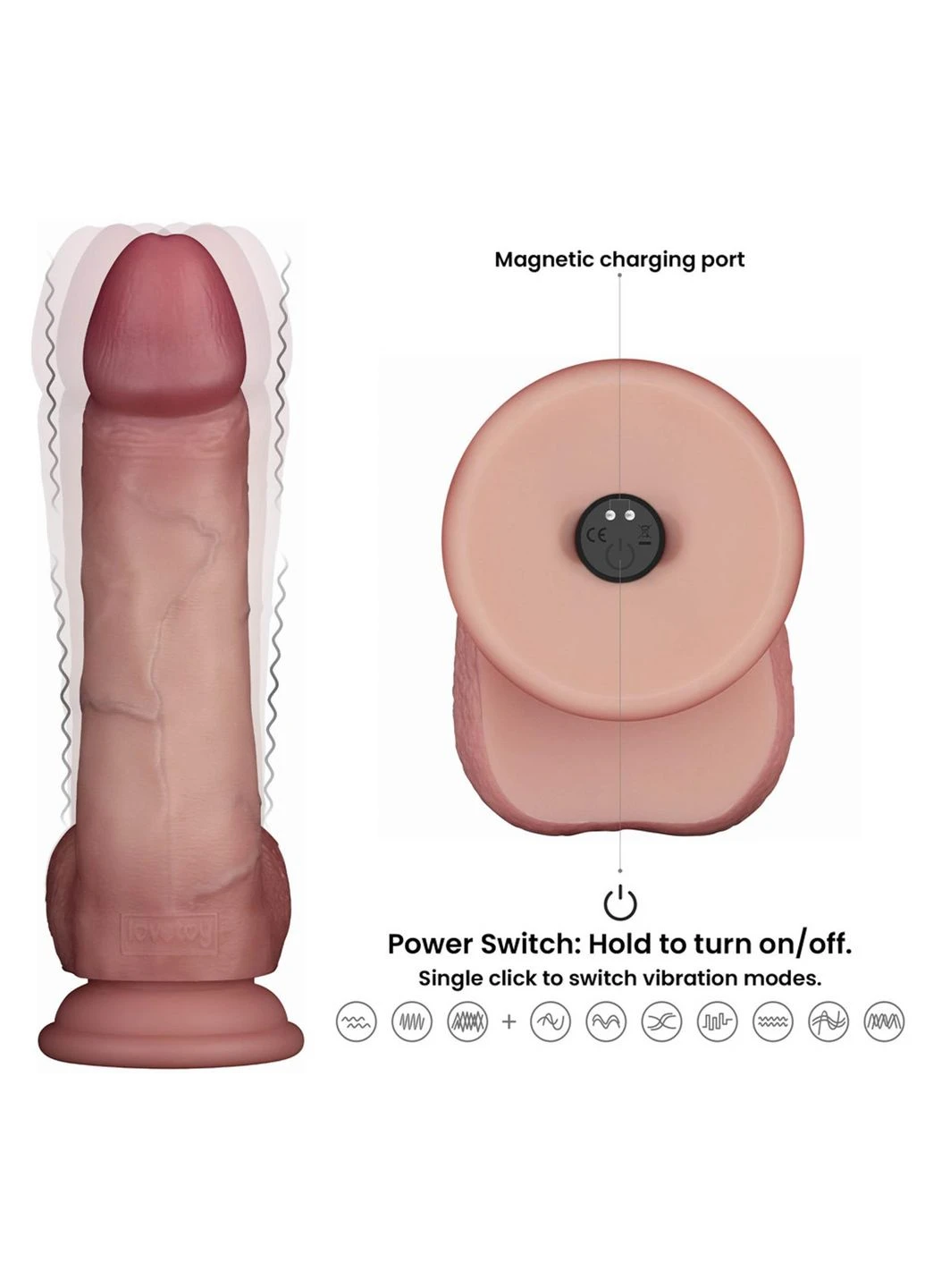 Реалистичный вибратор Vibrating Sliding Skin Pro II Dual Layer Silicone Dong 8 Flesh Lovetoy (402315855)