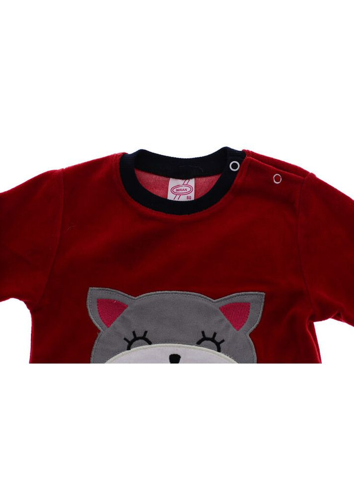 Красный зимний костюм с длинным рукавом для девочки велюр кошечка красный 80 см (36343) BABYKROHA