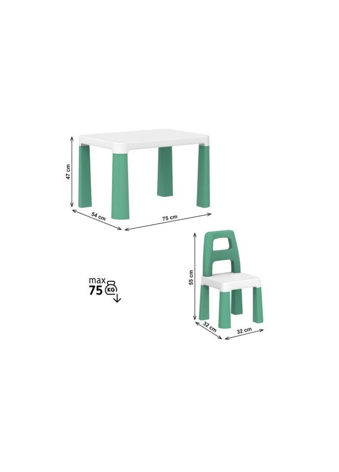 Детский стол с двумя стульями 0440TXK бело-зеленый No Brand (365638905)