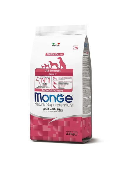 Сухой корм для собак Dog All breeds Adult говядина с рисом 2.5 кг (000025643) Monge (366423926)