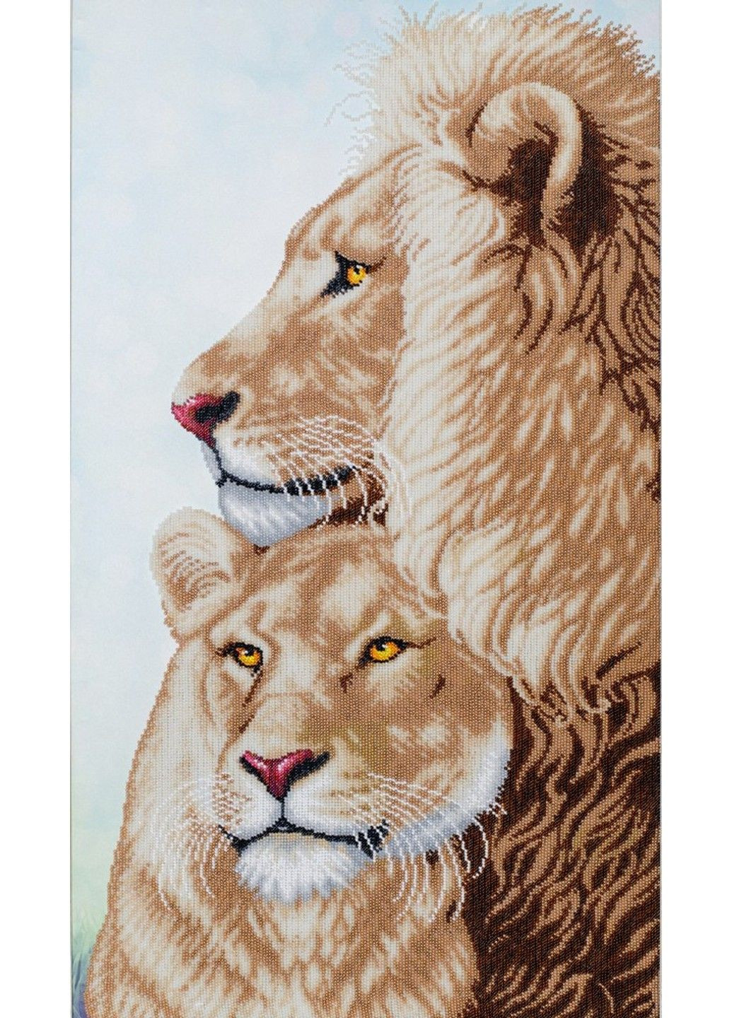 Набір для вишивки бісером "Кохання в Савані" тигр, левиця, тигреня, часткова викладка, Чехія, 40х70 см No Brand (333165629)