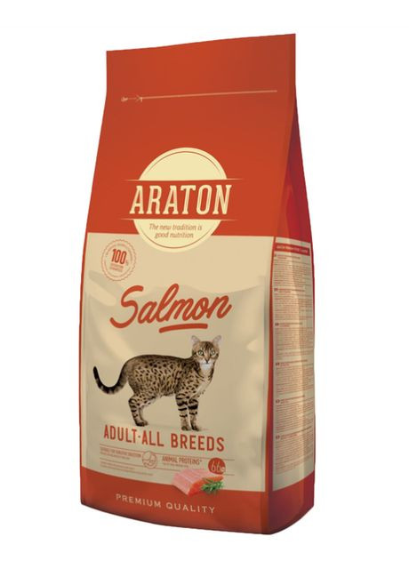 Повнораціонний сухий корм з лососем для дорослих кішок SALMON Adult All Breeds 1,5 кг ARATON (361448264)