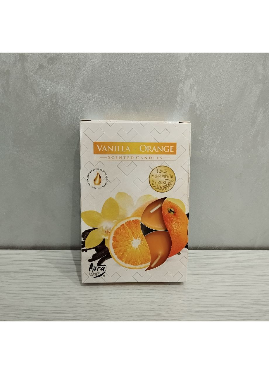 Свічка чайна ароматична ванiль-апельсин 6 шт Bispol (370203532)