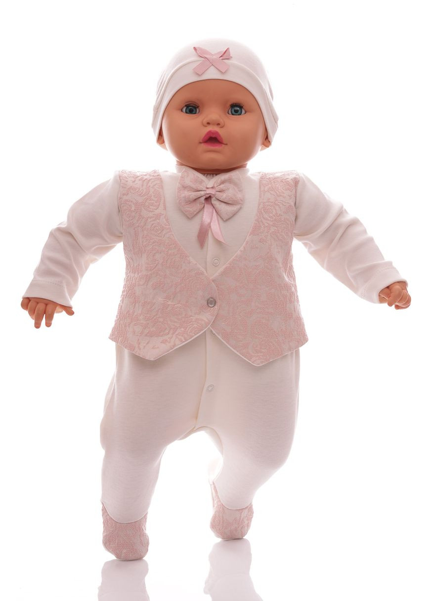 Человечек с шапкой и жилеткой для девочки интерлок пудрвый 62 см (35468) Murat baby (296193298)