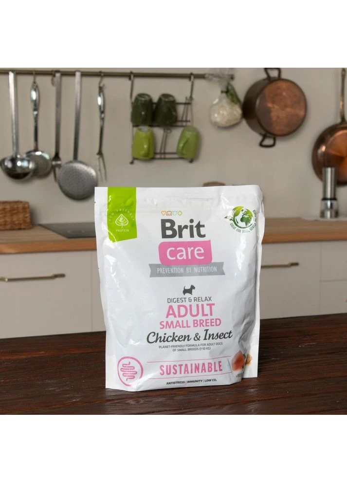 Сухой корм Dog Sustainable Adult Small Breed для собак малых пород с курицей и насекомыми 1 кг Brit Care (380390401)