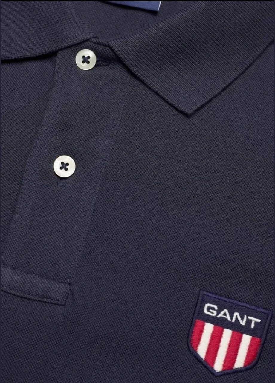 Темно-синяя футболка-поло мужское для мужчин Gant с логотипом