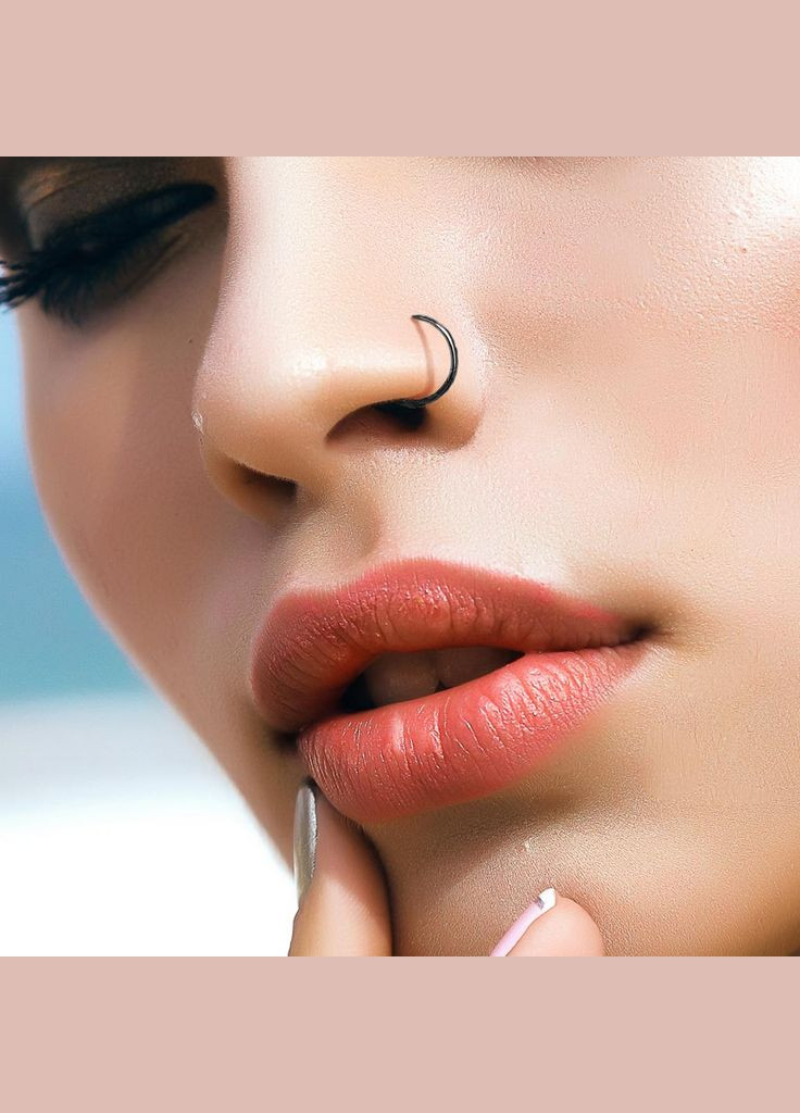 Сережки напівкільце для пірсингу носа T23NOH2-1810-K з титану (Товщина: 1мм; Діаметр:10мм; Колір: Чорний) Spikes (333342281)