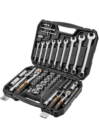 Набор инструментов, 82шт, 1/2", 1/4", CrV, eco кейс (10-058) Neo Tools (360428023)