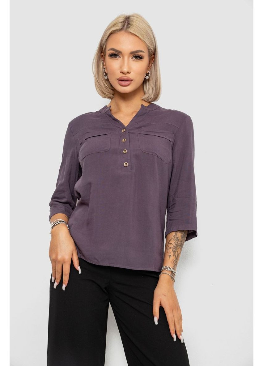 Серая блуза однотонная,, 230r97-2 Ager