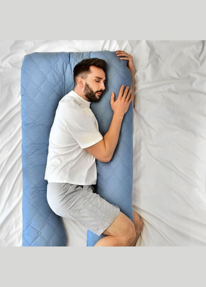 Наволочка для П-подушки для вагітних сну та відпочинку 140х75х20 см стьобана з блискавкою джинс мікрофібра IDEIA (323645720)