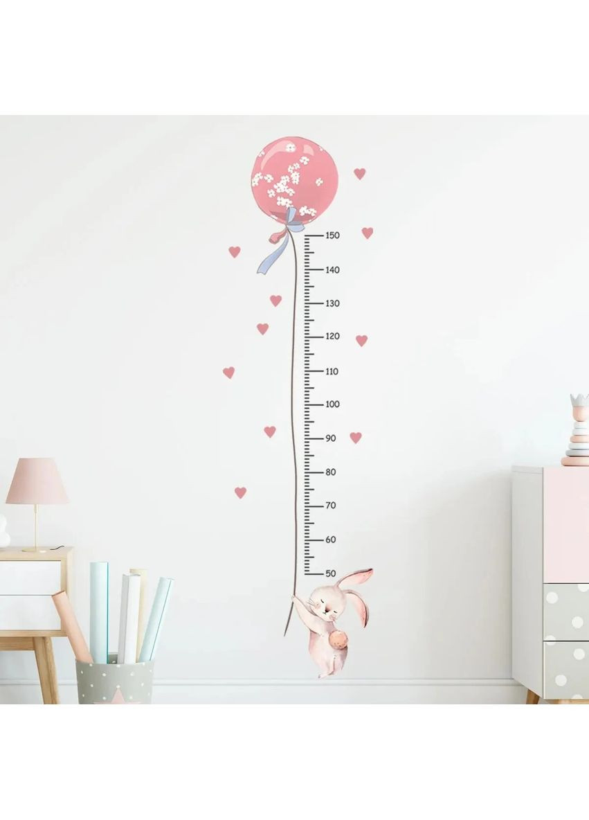 Наклейки на стіну для дитячої кімнати Зрістомір Кролик і повітряна кулька No Brand (365721817)