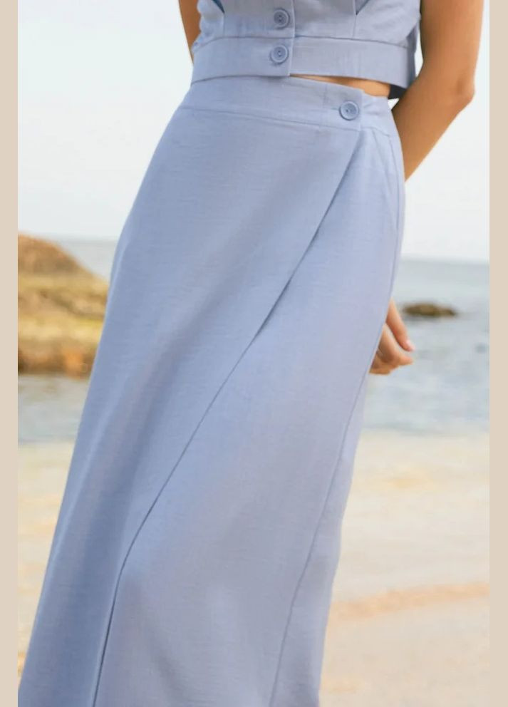 Голубая кэжуал однотонная юбка Seventeen на запах