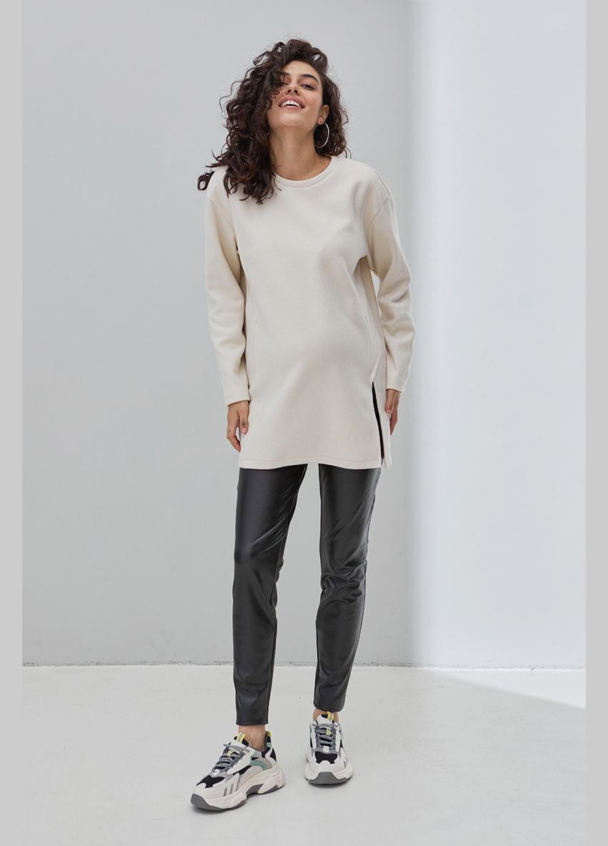 Теплі зручні лосини для вагітних із еко-шкіри чорні Юла мама (306718452)