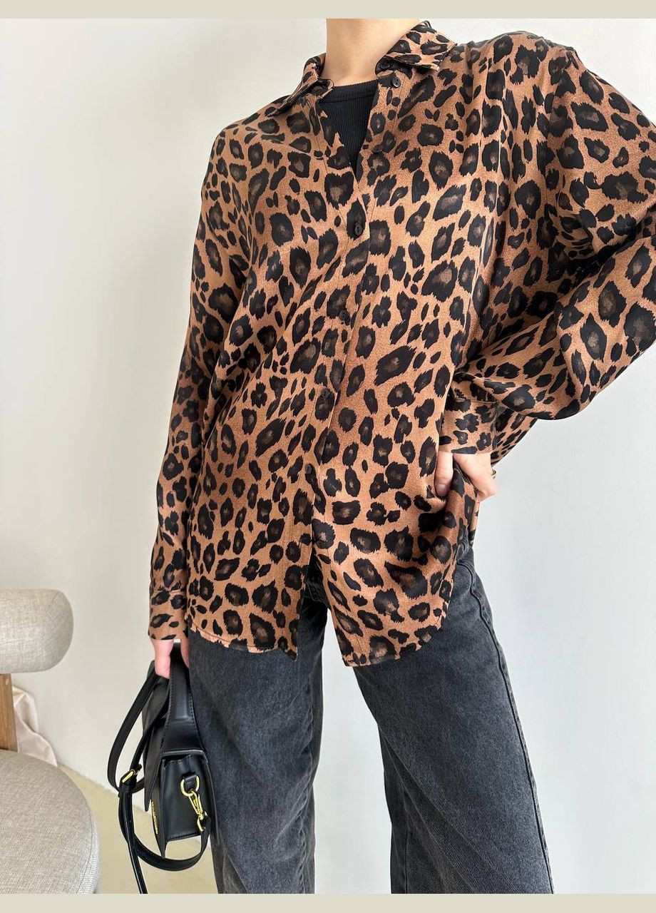 Жіноча сорочка з леопардовим принтом віскоза No Brand (282711129)