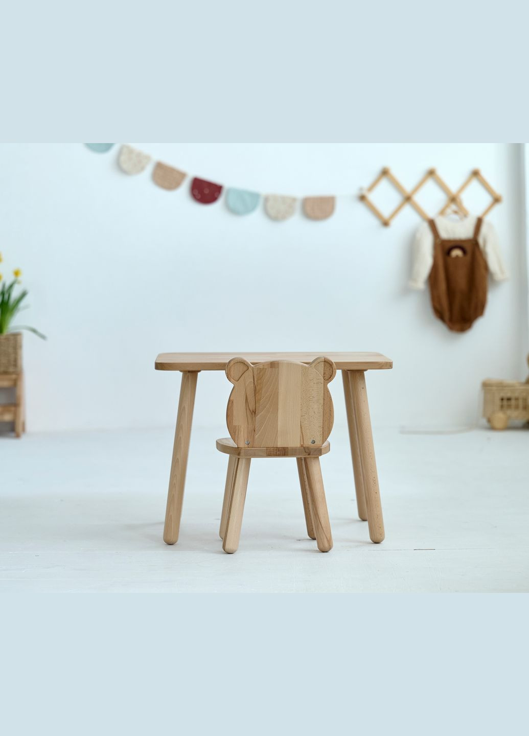Дитячий столик і стільчик Bear для дітей 2-4 років Натуральний Tatoy (292312772)