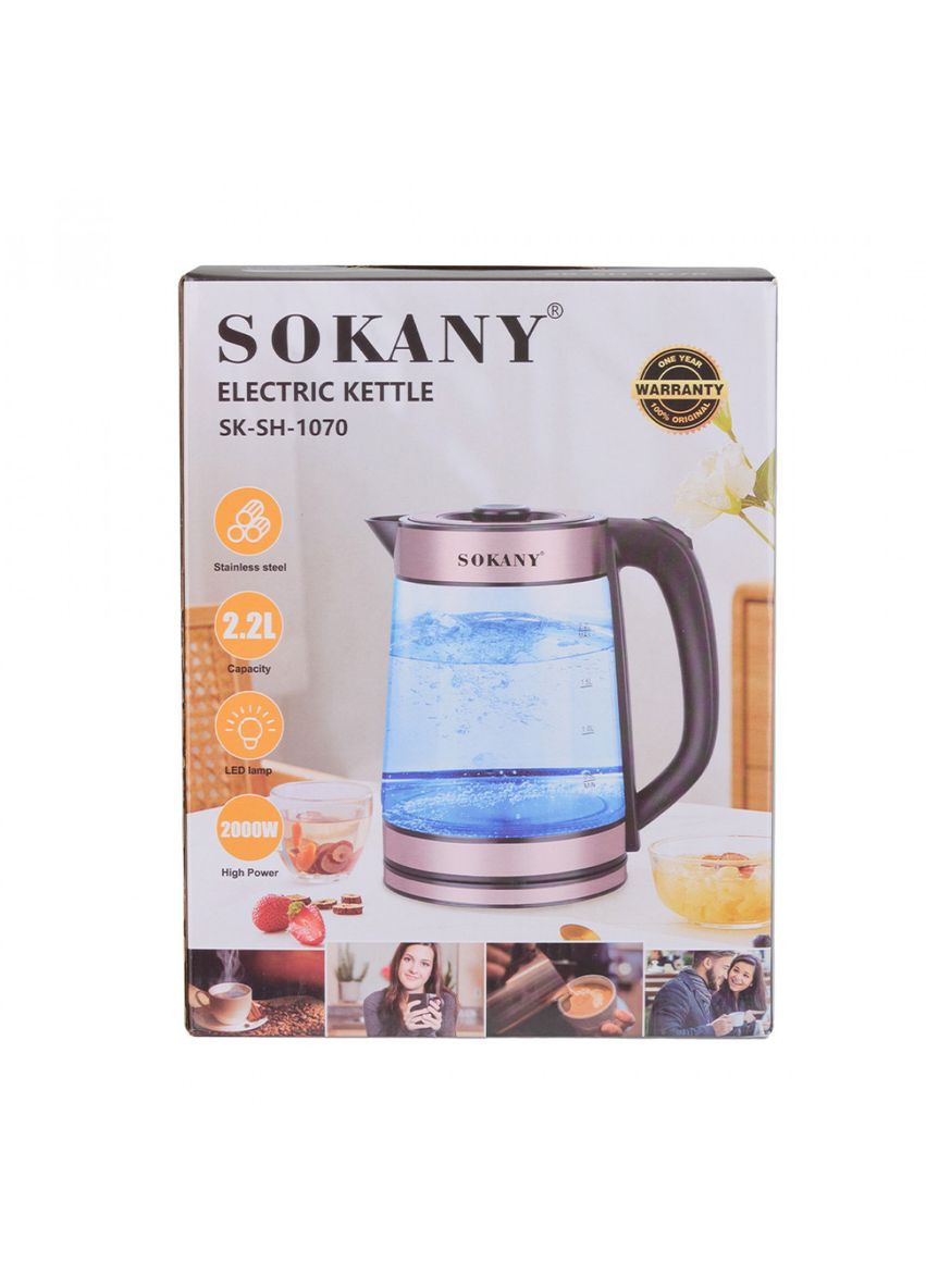 Чайник электрический SKSH1070CST стеклянный 2.2 литра с подсветкой Sokany (331784868)