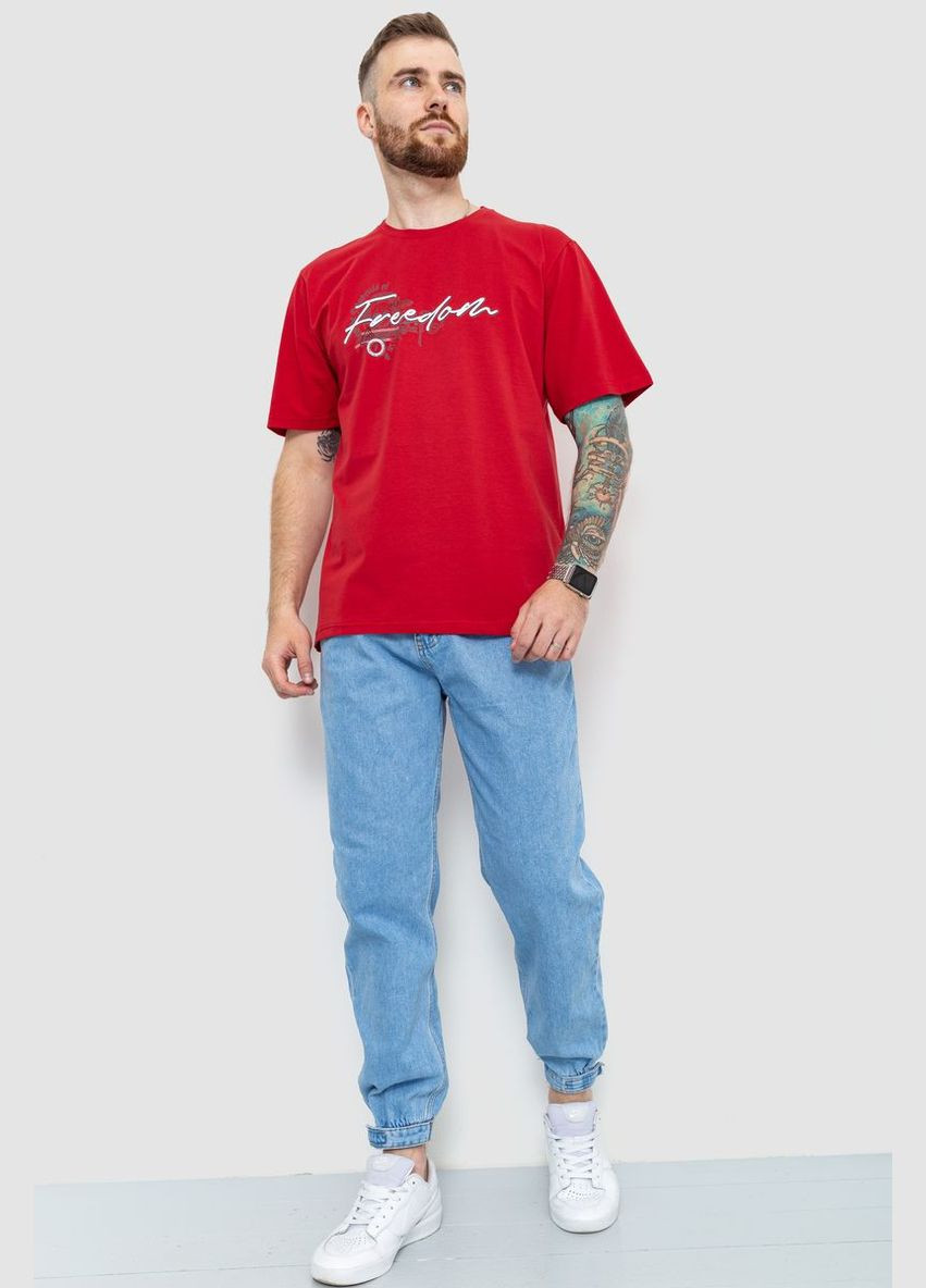 Красная футболка мужская батал 208r019 с длинным рукавом Ager