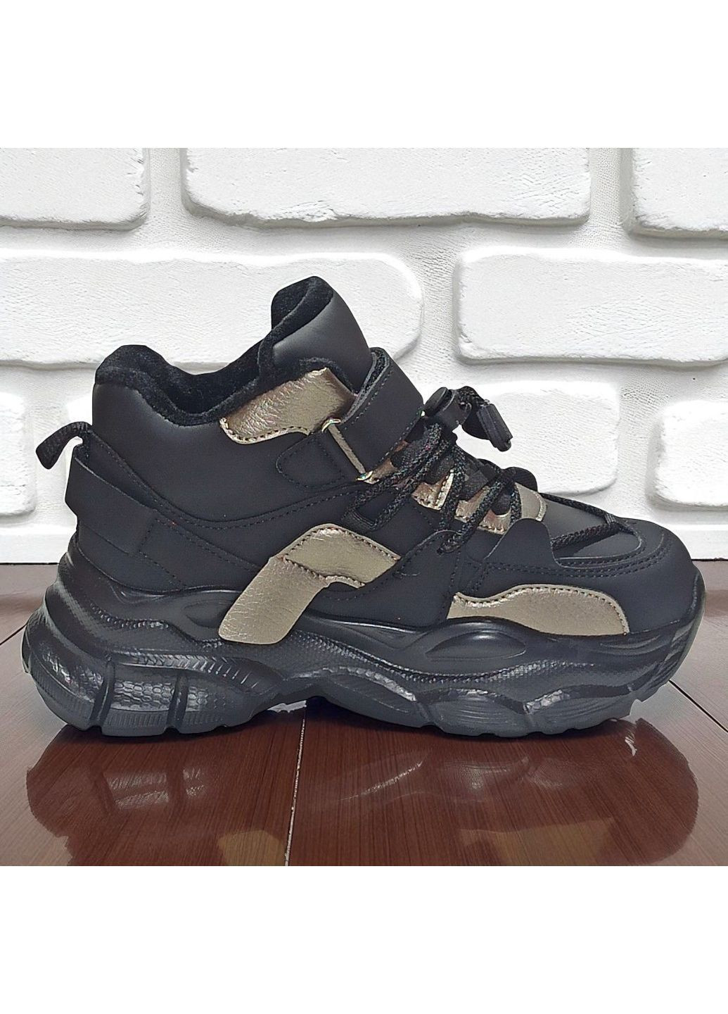 Черные демисезонные ортопедические утепленные демисезонные кроссовки на липучке для девушки подростка Tom.M