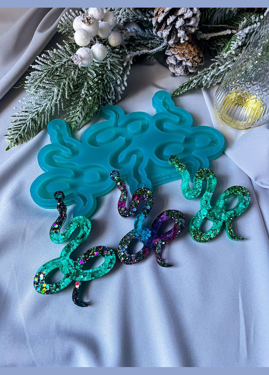 Молд 3в1 Змея широкая форма для новогодних игрушек на елку силиконовая форма для эпоксидной смолы No Brand (370566801)