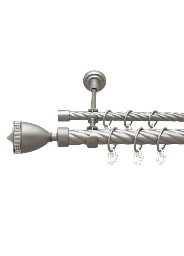 Карниз Етернія металевий дворядний відкритий скручена труба Сатин 25\16 мм 160 см (00-00023540) ORVIT (300842841)