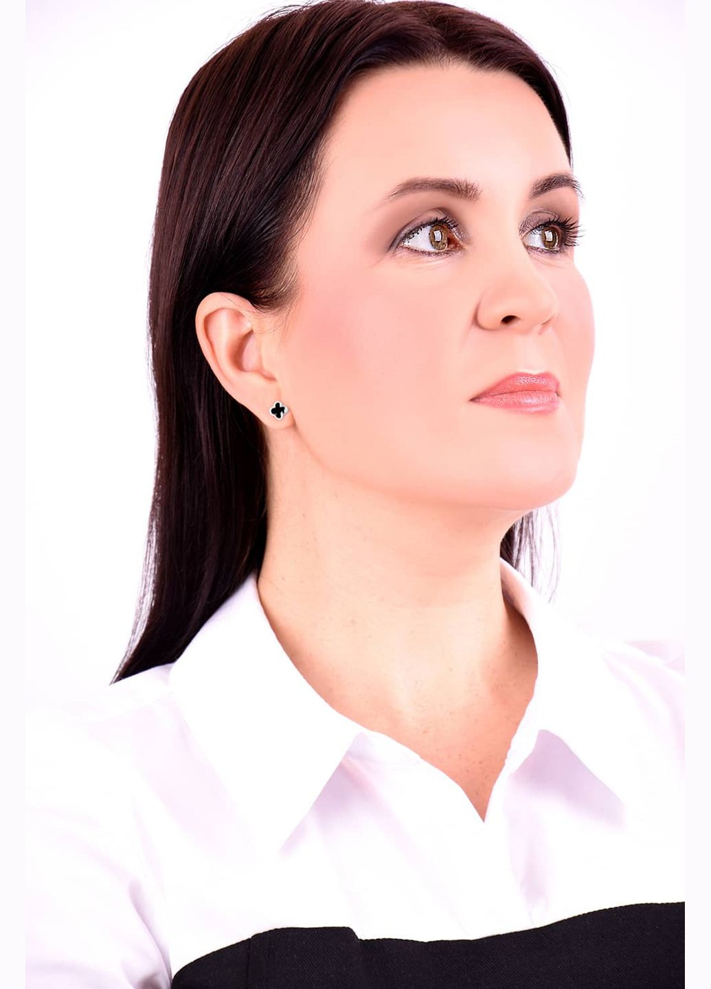 Серебряные серьги Клевер с эмалью (40084) IRIJ (331017072)