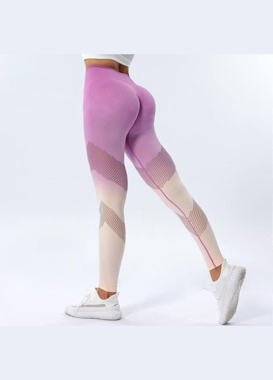 Легінси з градієнтом та перфорацією фіолетово-жовтого кольору, розмір L Trends (330756787)