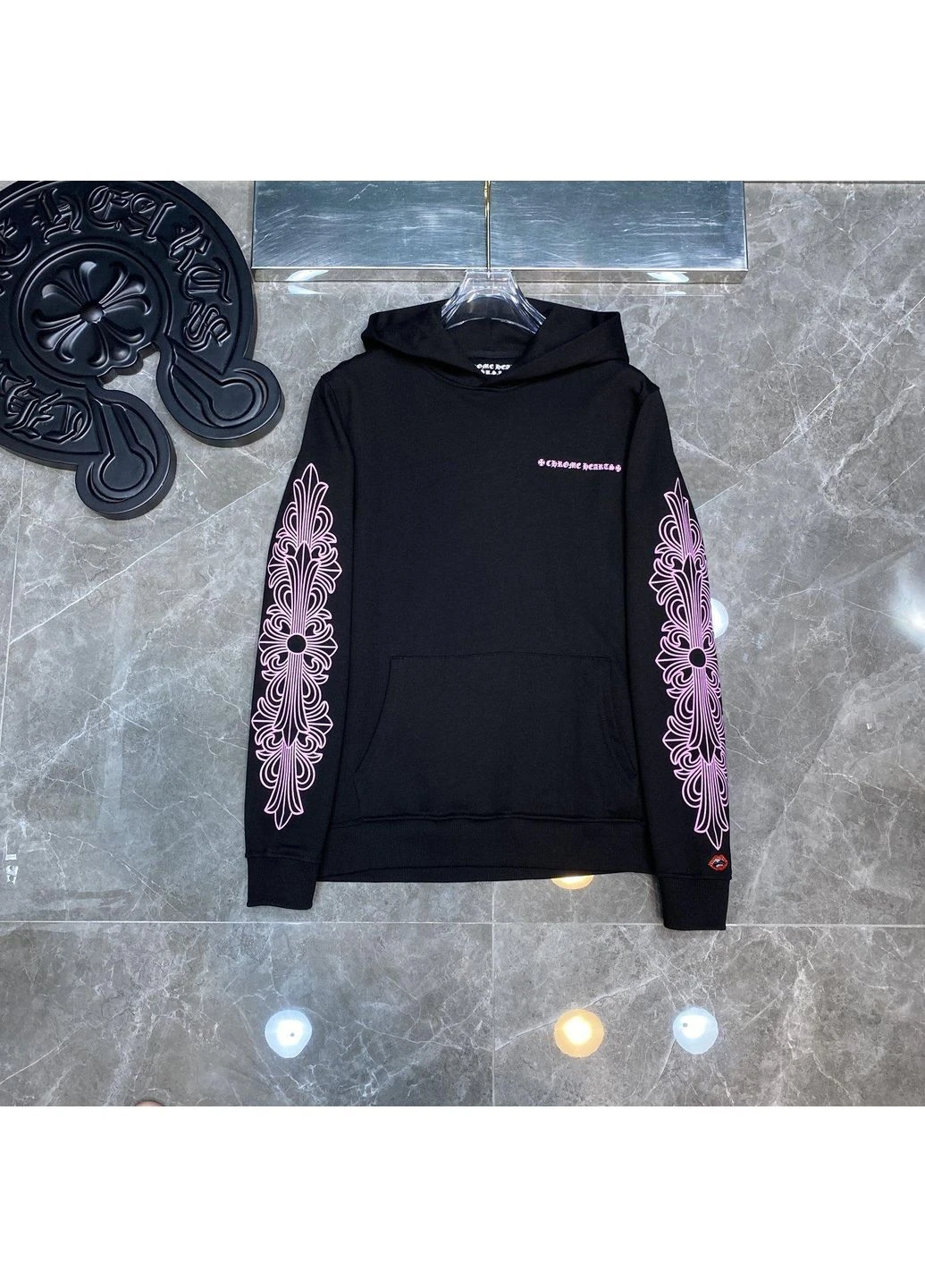 Стильное мужское худи петля черное Chrome Hearts (382010381)