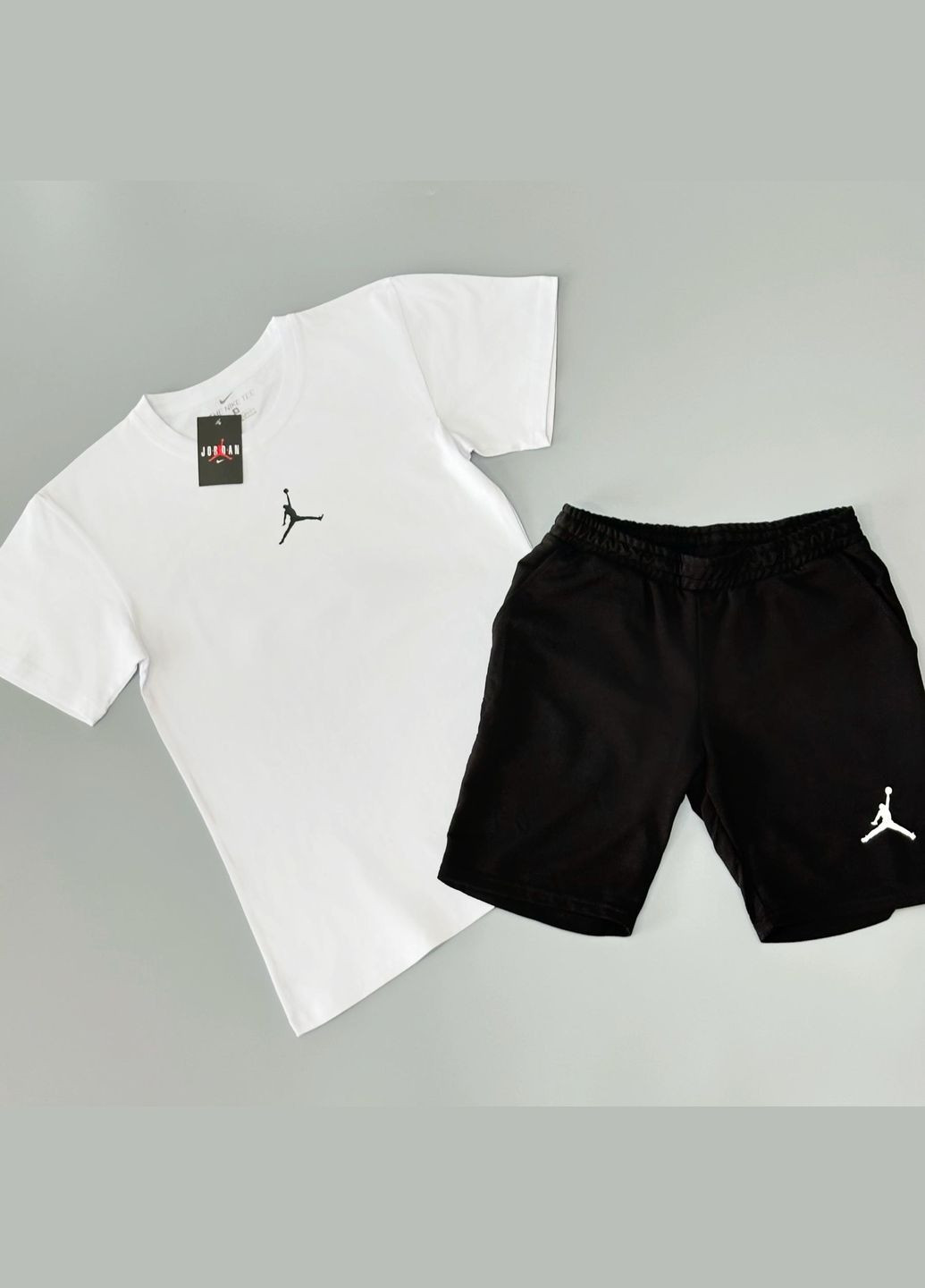 Стильный мужской костюм Air Jordan шорты+футболка черно-белый Freedom (332980467)