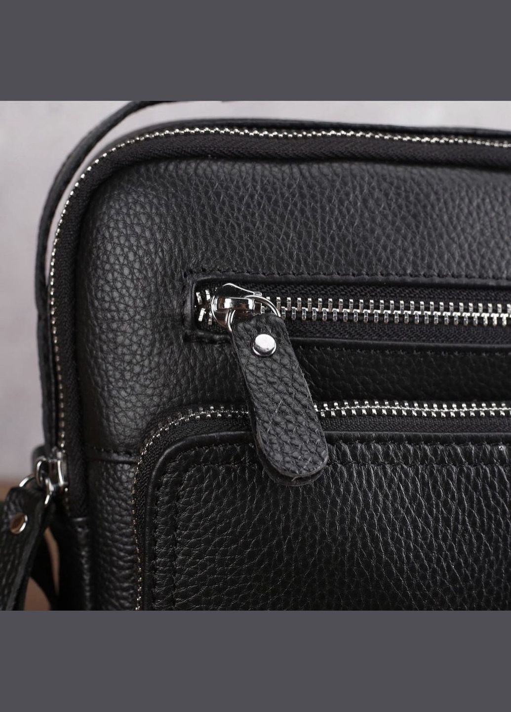 Мужская черная сумка-барсетка через плечо из натуральной кожи с наружными карманами Tiding Bag (298568607)