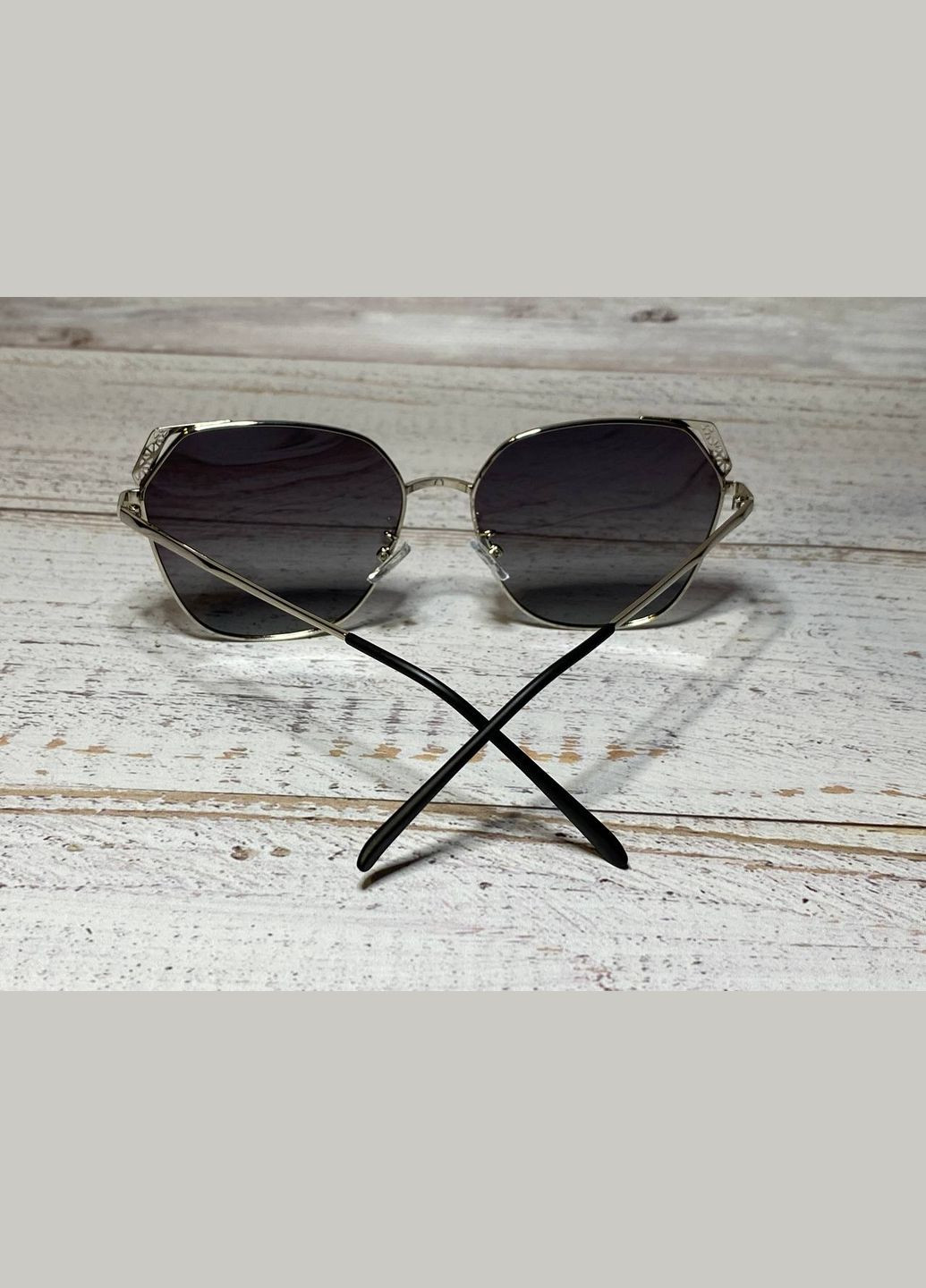 Очки женские солнцезащитные капельки темносерый градиент с декором LIGHT (315889467)