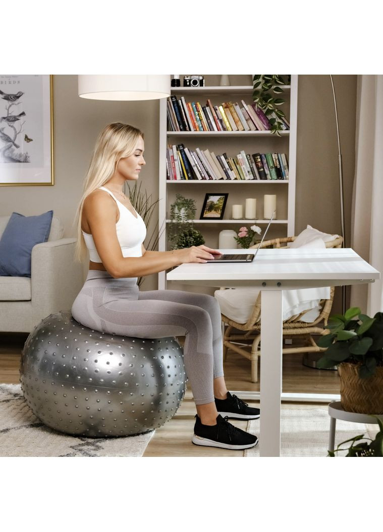 Фітбол масажний 65см сріблястий + насос Hop-Sport (361952176)