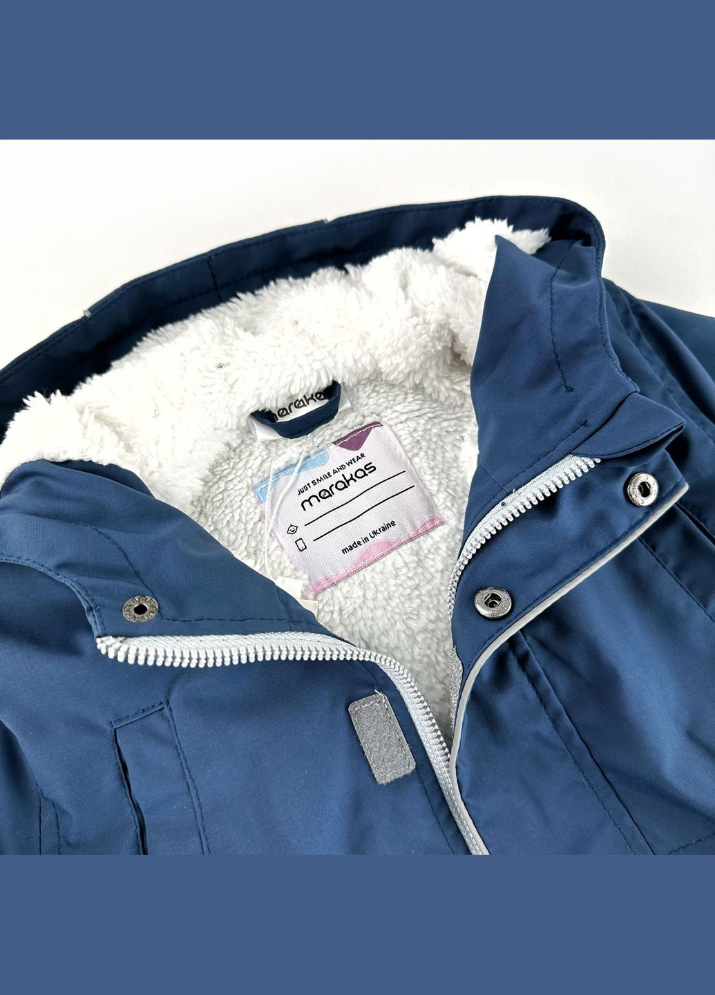 Синя демісезонна дитяча вітровка для хлопчика з капюшоном та кишенями (1-par-fu-dh-83-1-07241) Marakas