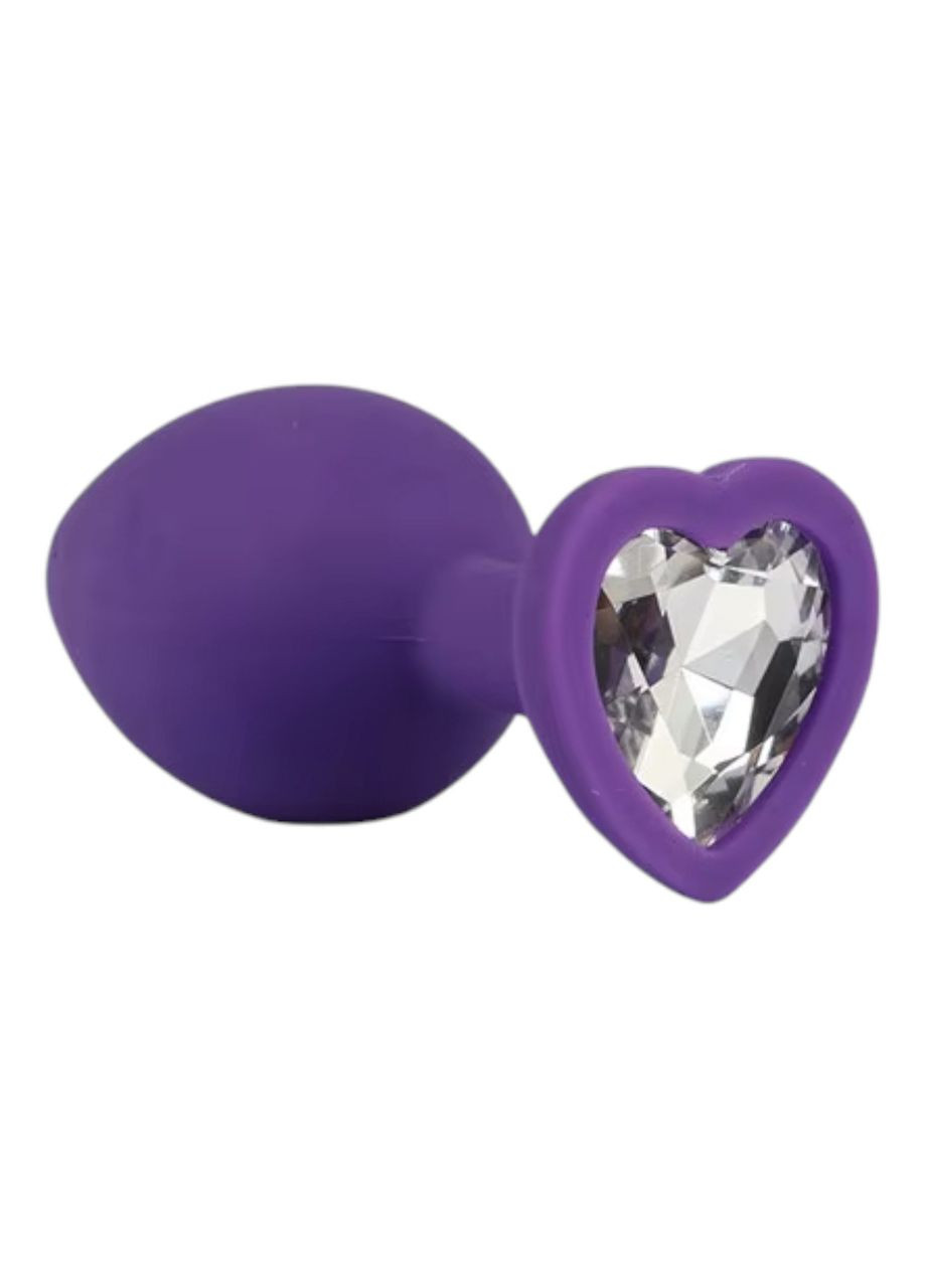 Анальная пробка маленькая силиконовая сердце с камнем Red Anal Plug Heart фиолетового цвета Размер S China (322167742)
