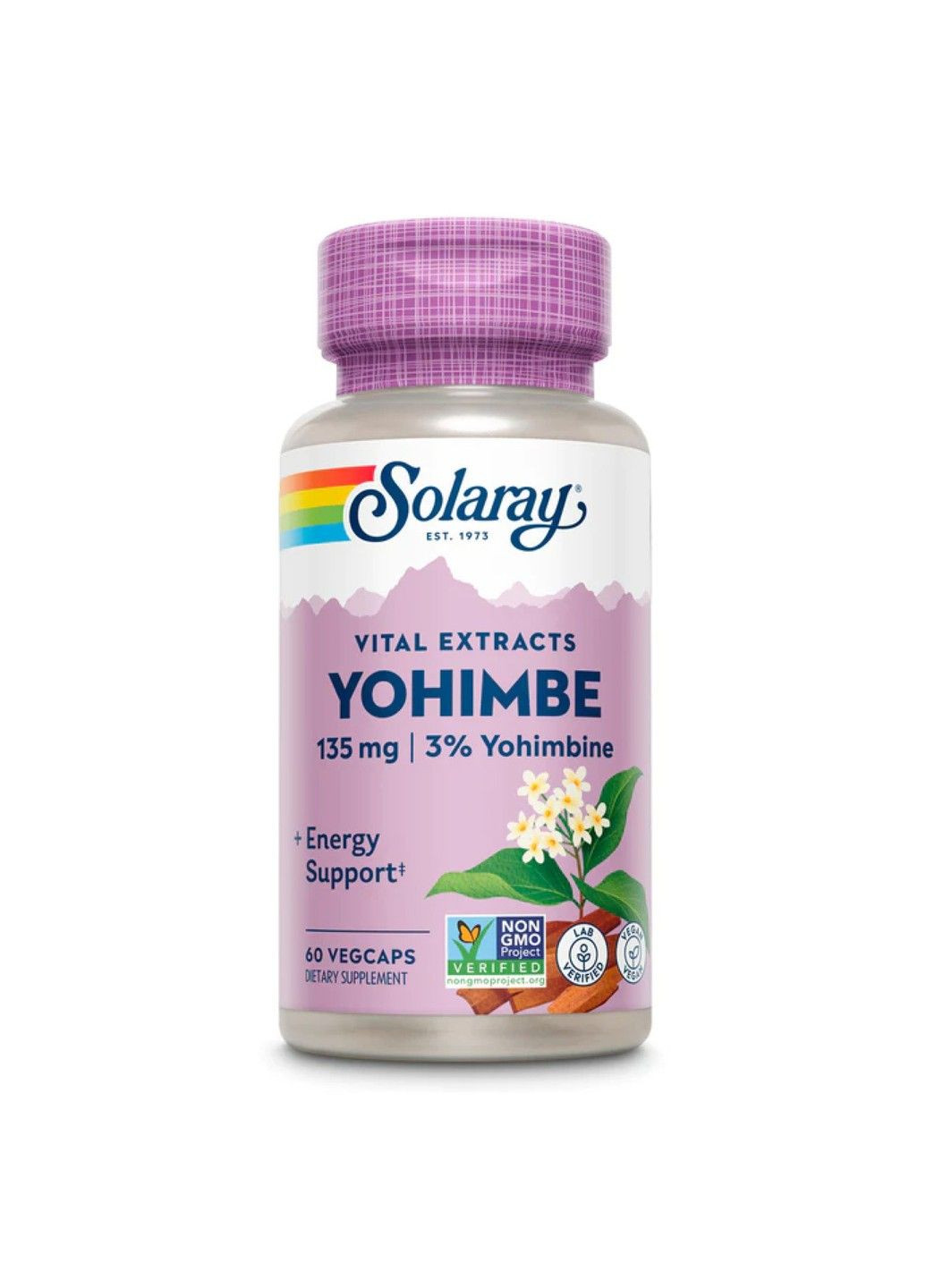 Vital Extracts, йохімбе, 135 мг, 60 рослинних капсул Solaray (347600823)