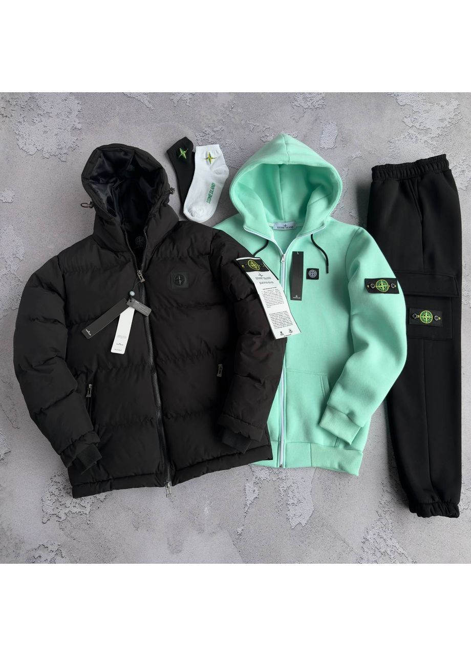 ❄️Набор зима Stone Island: куртка-зеп худые-штаны-2 пары носков в подарок❄️ No Brand (370142257)