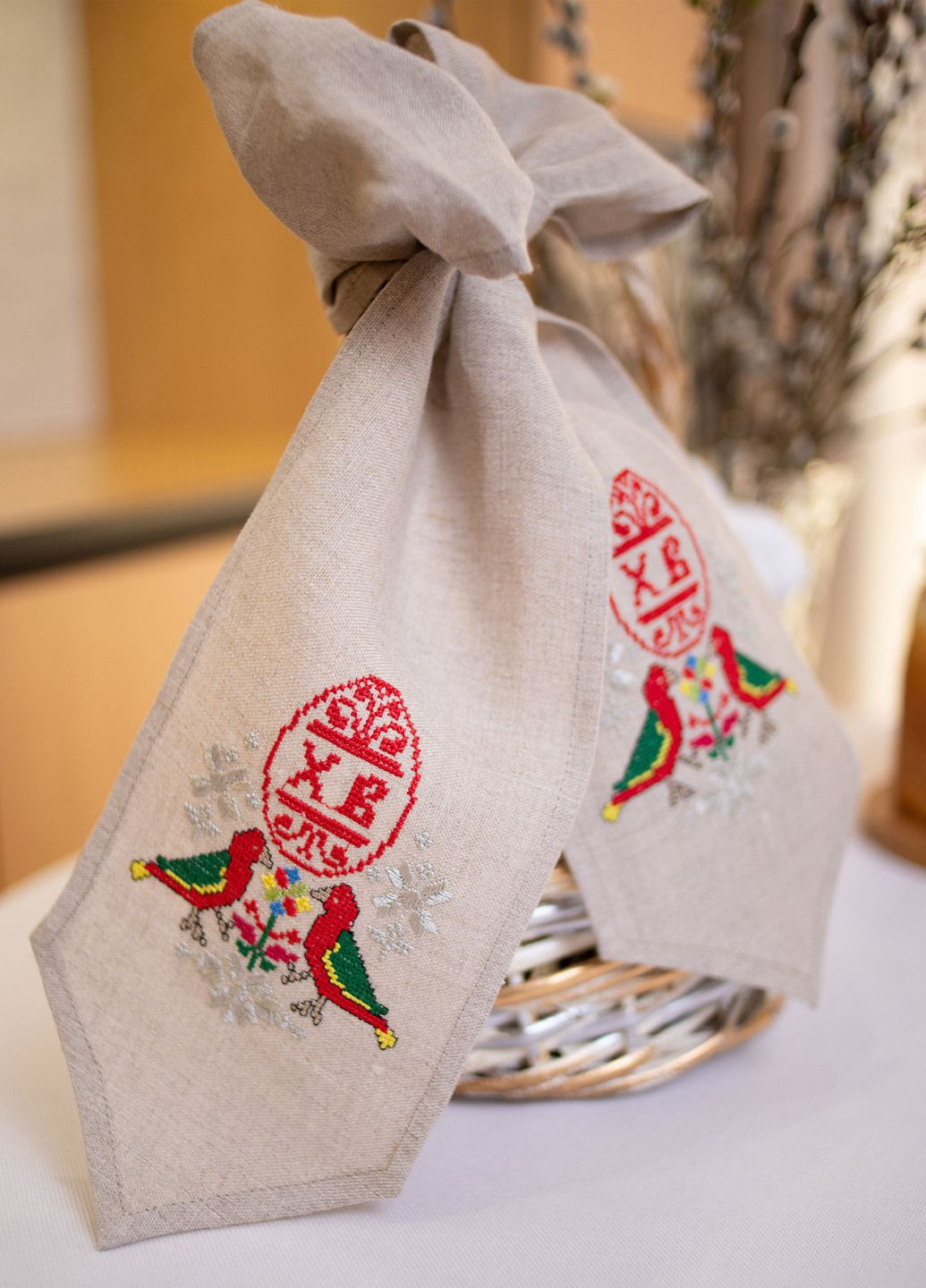 Пасхальный бант белый «Христос Воскрес» Едельвіка Бант на великодній кошик (325860782)