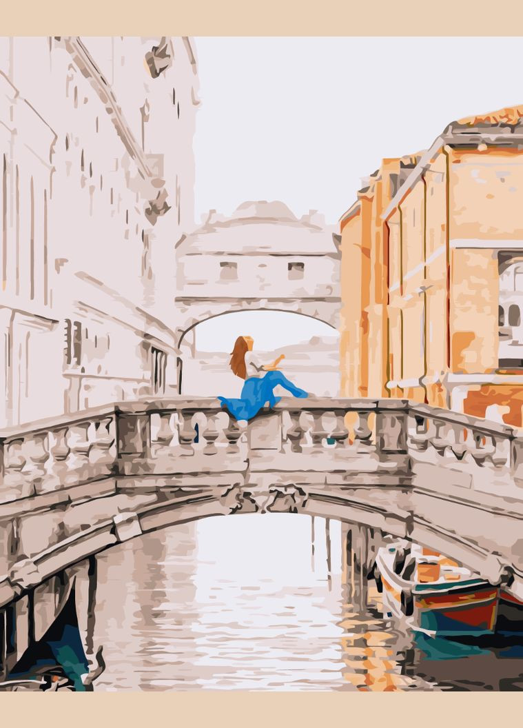 Картина за номерами " Дівчина на мосту Венеції " 48x60 см Brushme (366653702)