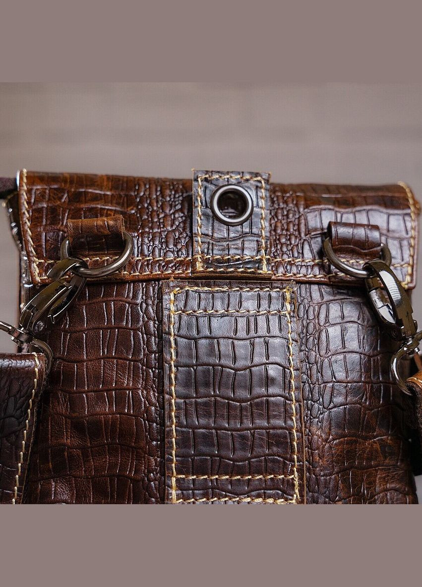 Чоловіча шкіряна сумка через плече сіра крос боді 20038 Vintage (329197882)