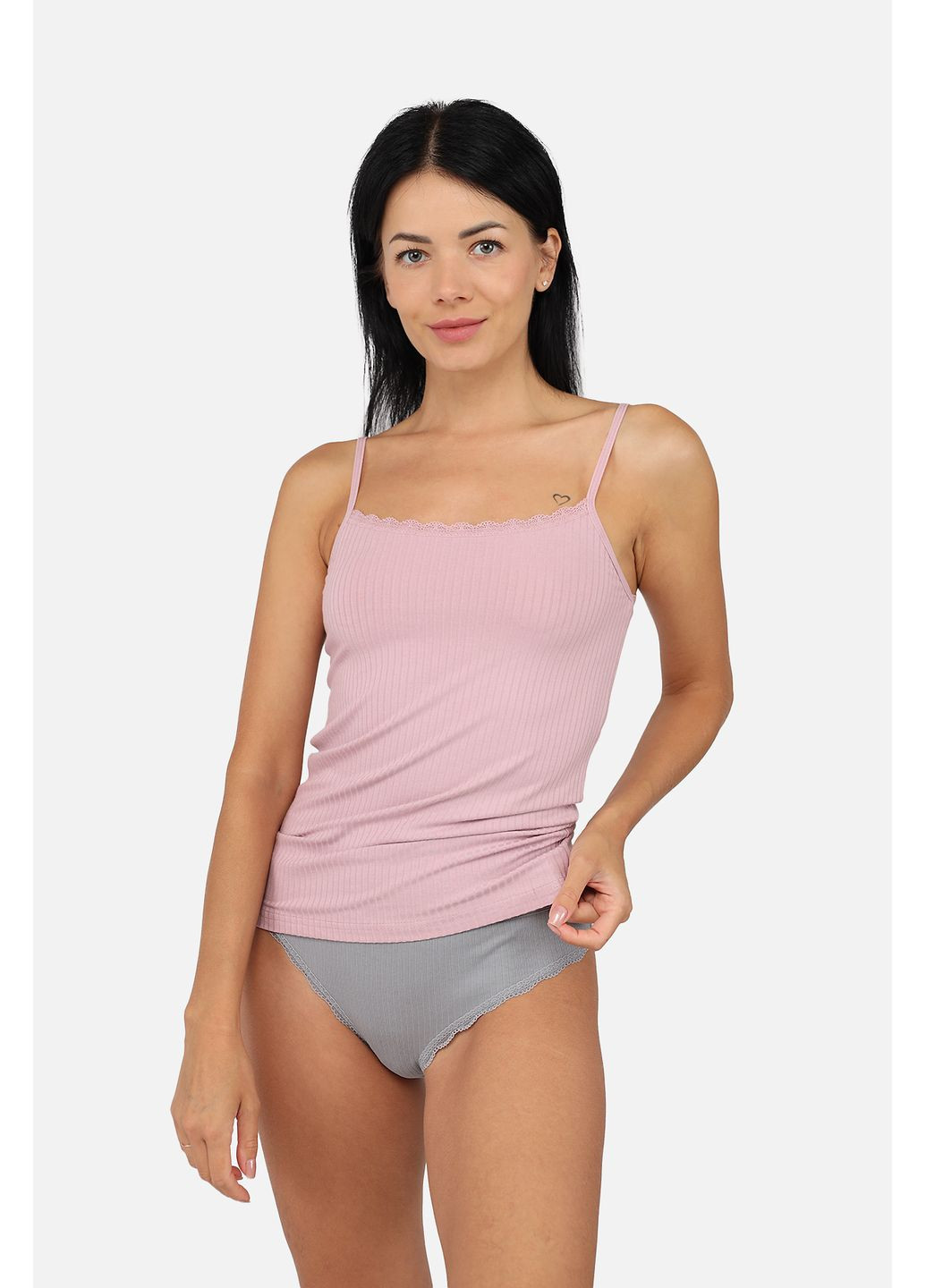 Майка з вузькими бретелями жіноча колір пудровий CB-00282451 Ilke — 357014835