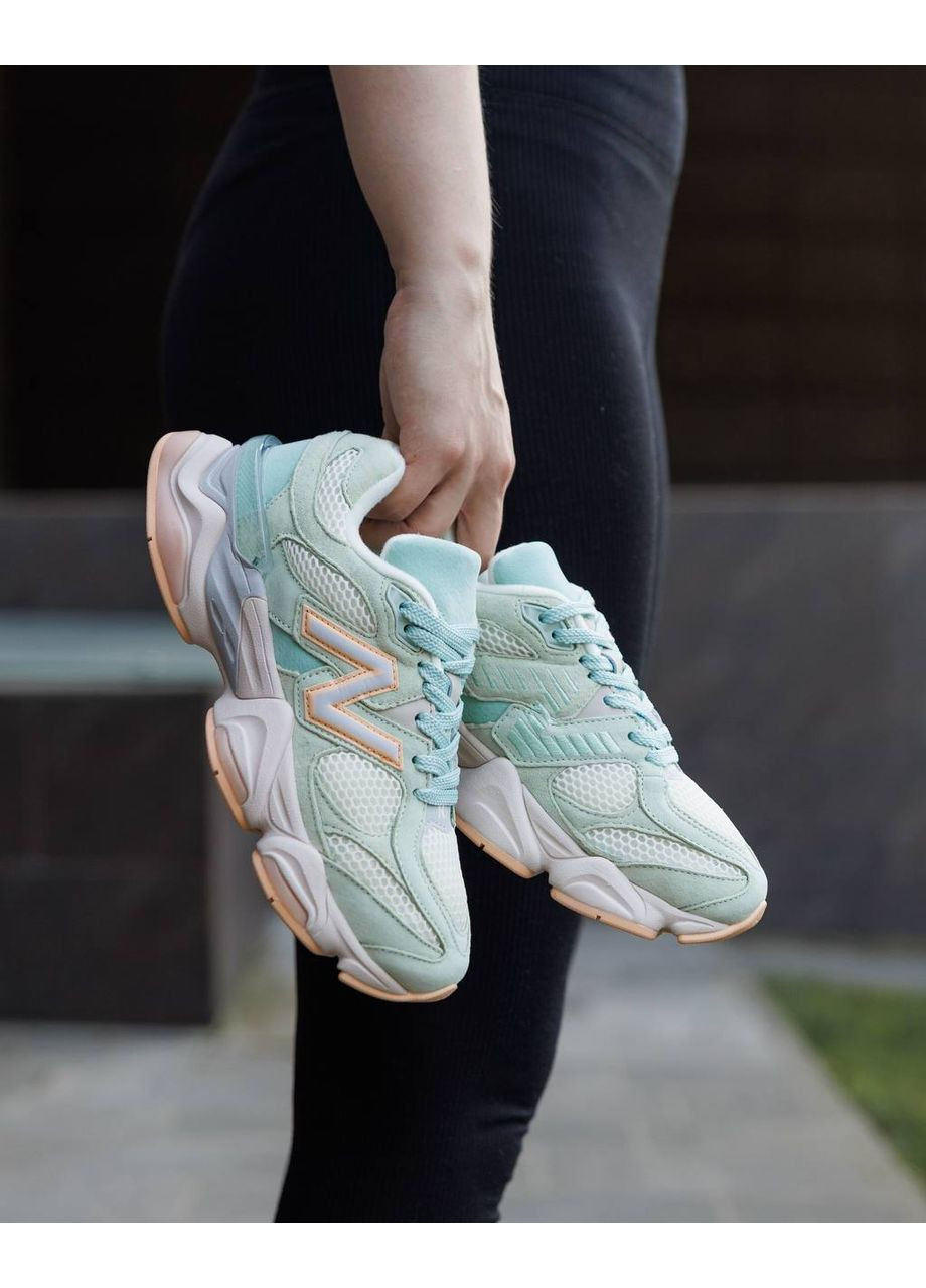 New Balance 9060 Mint Grey Orange (КОПИЯ) No Brand мятные всесезоны (372075118)