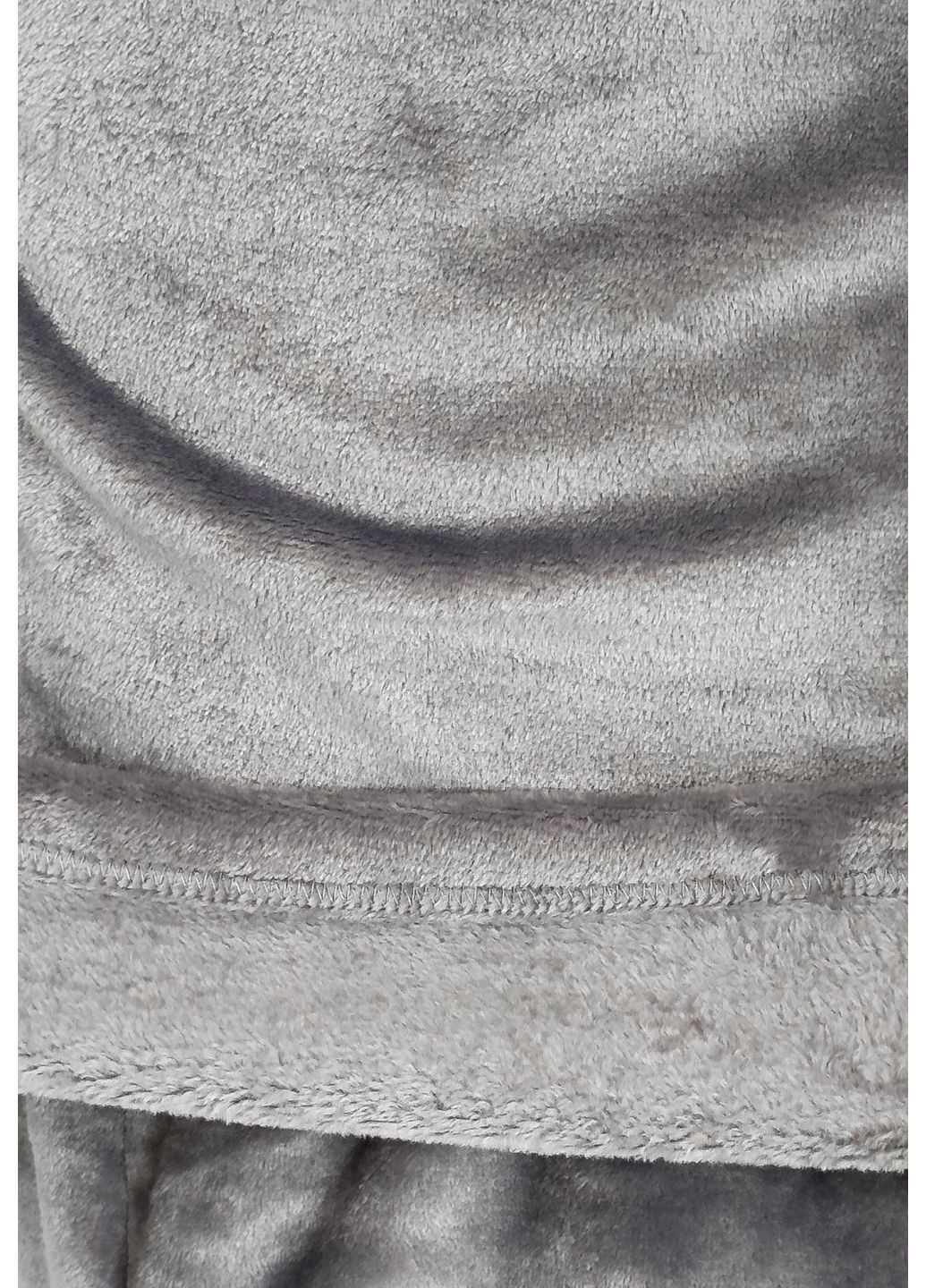 Серая всесезон теплая женская пижама из велсофта свитшот + брюки Vakko