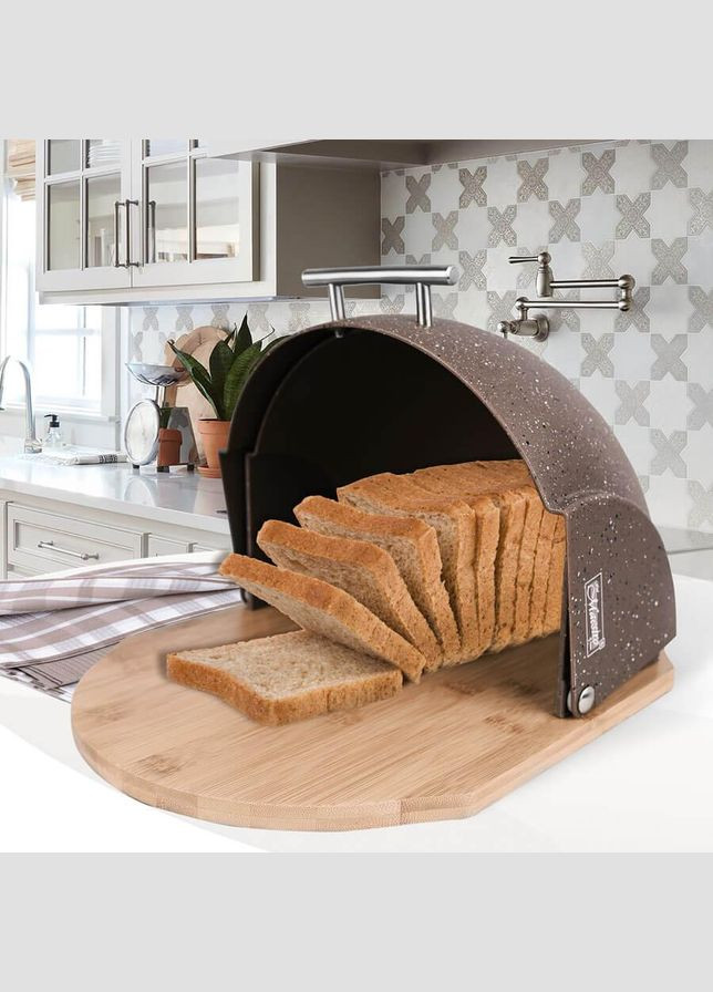 Хлібниця дерев'яна з пластиковою кришкою (MR-1678G-BROWN) Maestro (334005456)