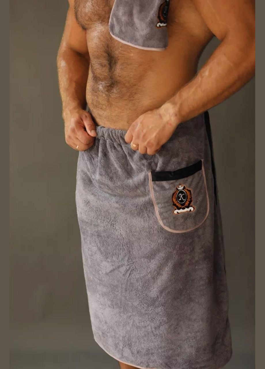 Комплект для лазні чоловічий 85х150 Графіт (П4К-novo-m-sauna-011) No Brand графітовий