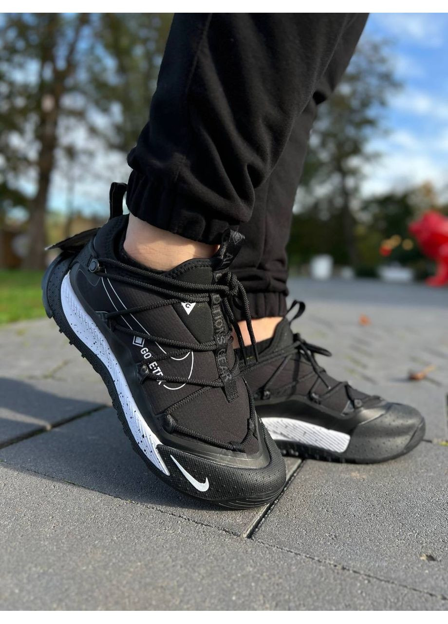 Черные демисезонные кроссовки мужские nike acg mountain fly low black white gore tex termo найк асж маунс флай No Brand