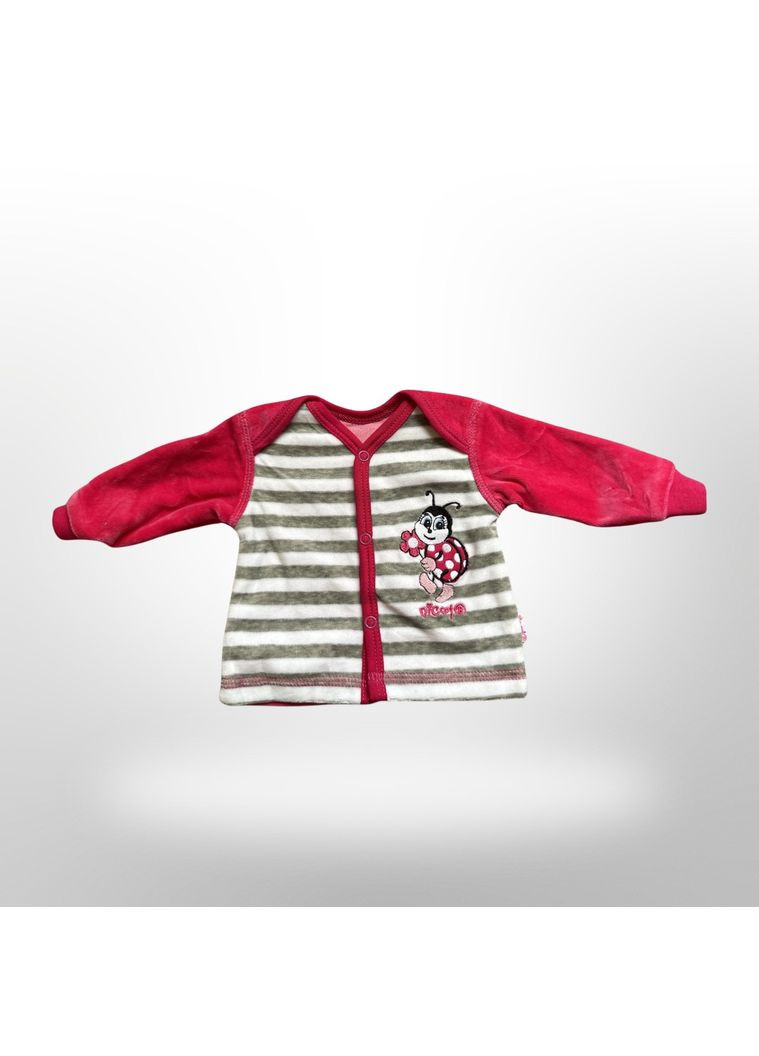 Комбінований демісезонний дитячий велюровий костюм (кофточка + повзунки) рожево-сірий (0203) Nicol