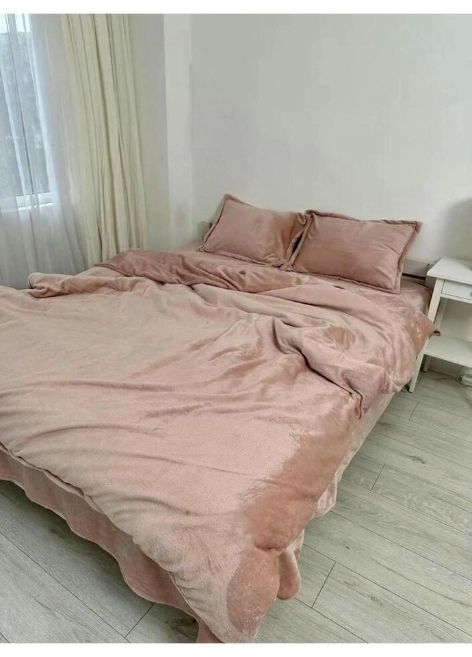 Постільна білизна плюшева полуторна Home 20836 160х215 см пудрова DUSHKA (336327596)